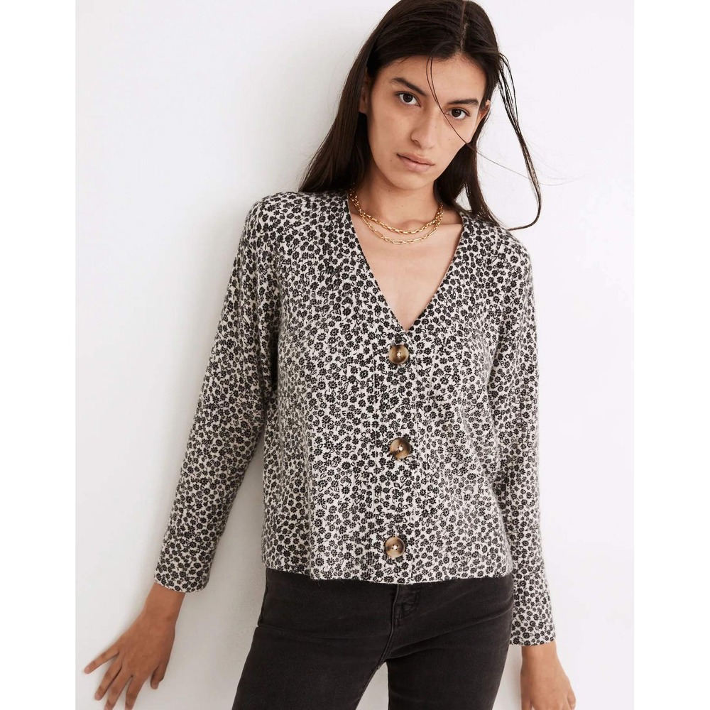 Madewell Cardigan Sweater Womens XXS Vintage Ditsy Cameron Ribbed Coziest